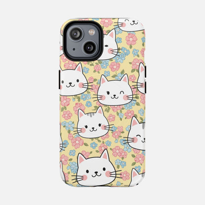 Cute Floral Cat iPhone Case — Tough Magnetic | MagSafe Compatible