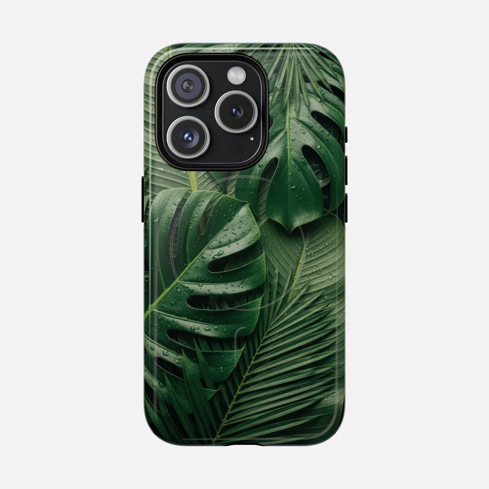 Tropical Monstera Magnetic Phone Case — Tough Protective iPhone Cover iPhone 15 Pro Glossy Phone Case