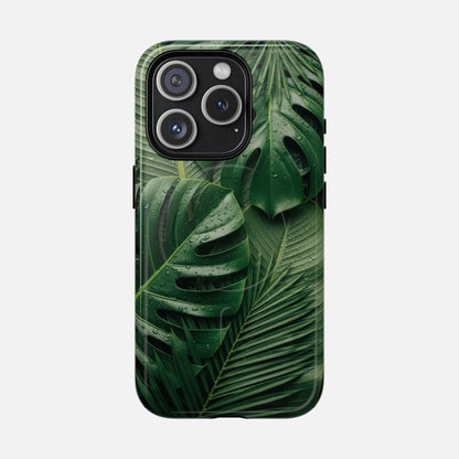 Tropical Monstera Magnetic Phone Case — Tough Protective iPhone Cover iPhone 15 Pro Glossy Phone Case