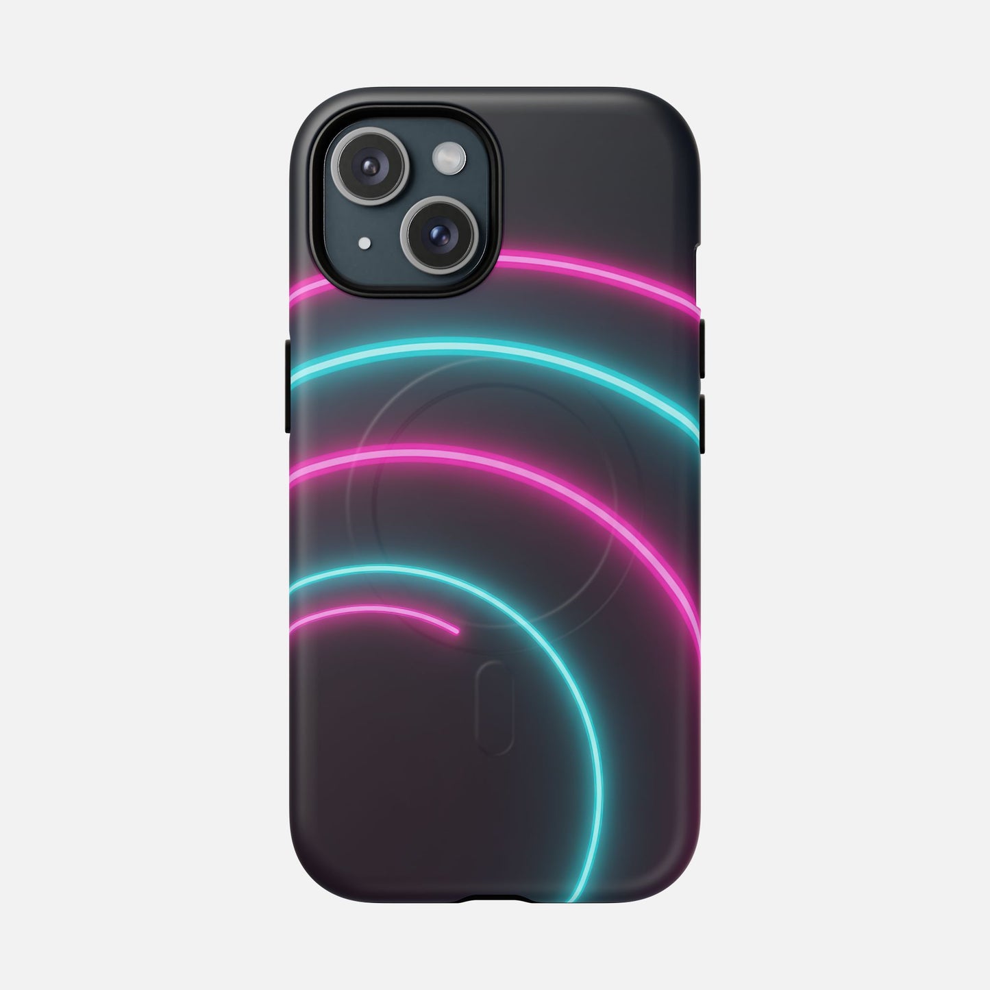 Neon Arc with Pink & Teal Glow iPhone Case — Tough Magnetic | MagSafe Compatible