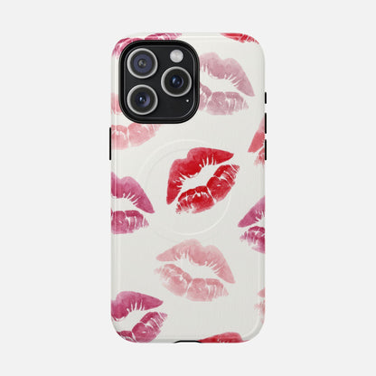 Pink Kiss Print iPhone Case — Tough Magnetic | MagSafe Compatible