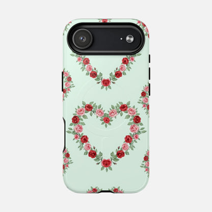 Rose Heart Floral iPhone Case — Tough Magnetic | MagSafe Compatible