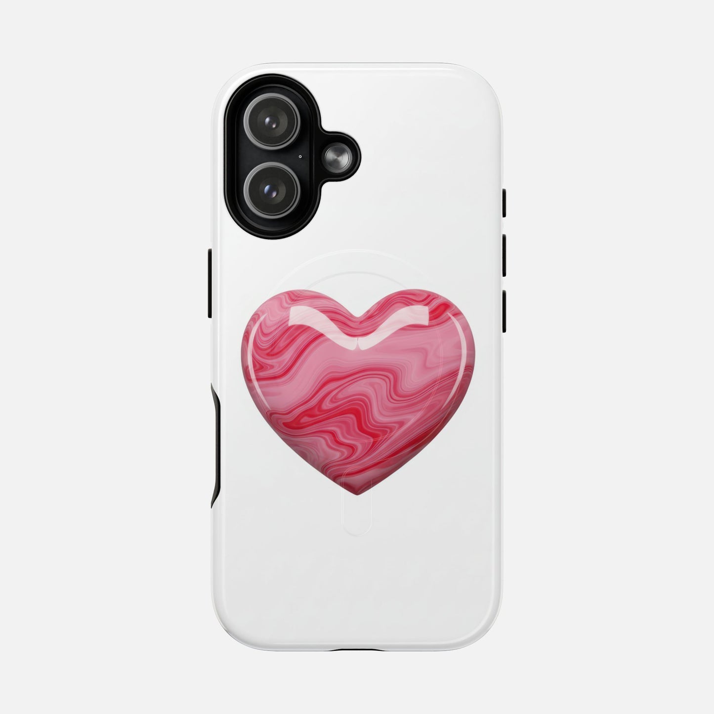 Pink Marble Heart iPhone Case — Tough Magnetic | MagSafe Compatible