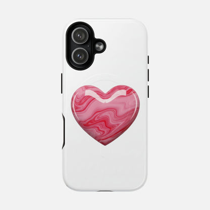 Pink Marble Heart iPhone Case — Tough Magnetic | MagSafe Compatible