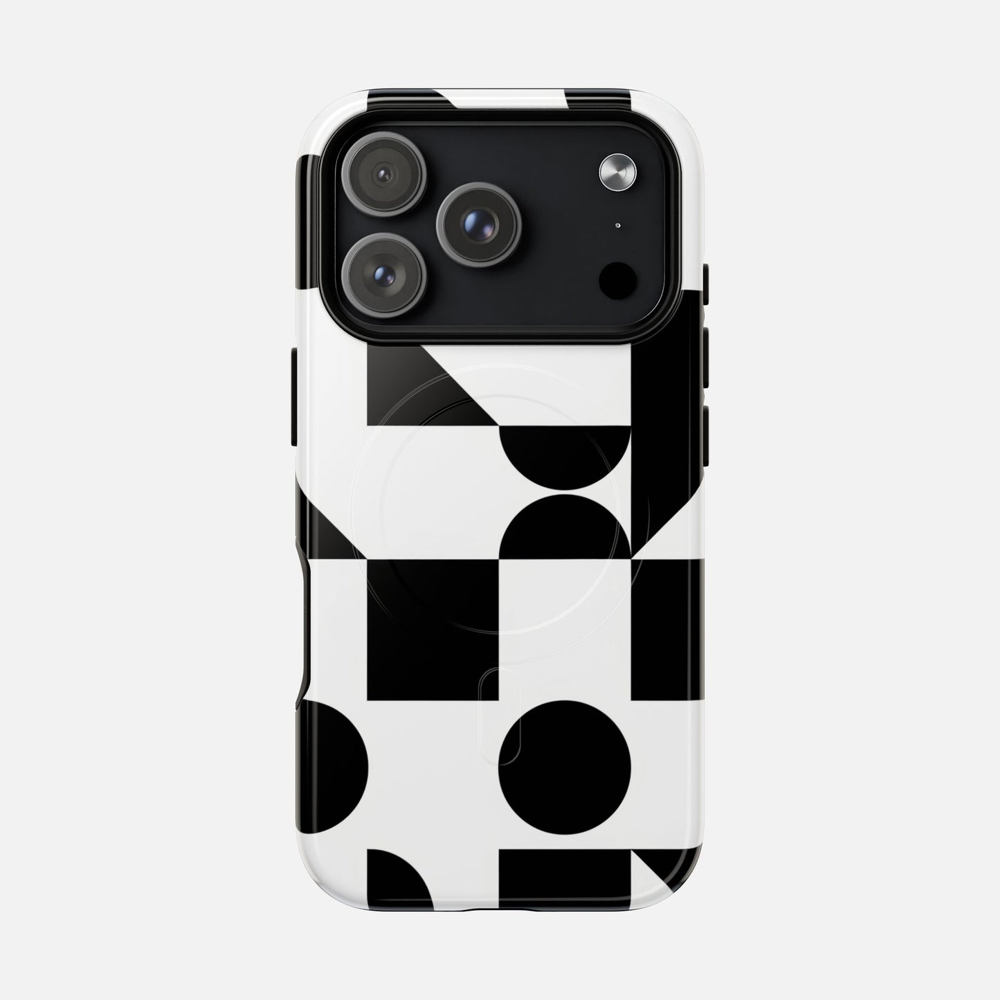 Geometric Black & White iPhone Case — Tough Magnetic | MagSafe Compatible