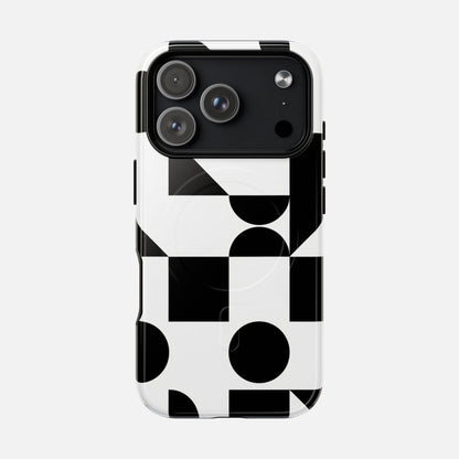 Geometric Black & White iPhone Case — Tough Magnetic | MagSafe Compatible