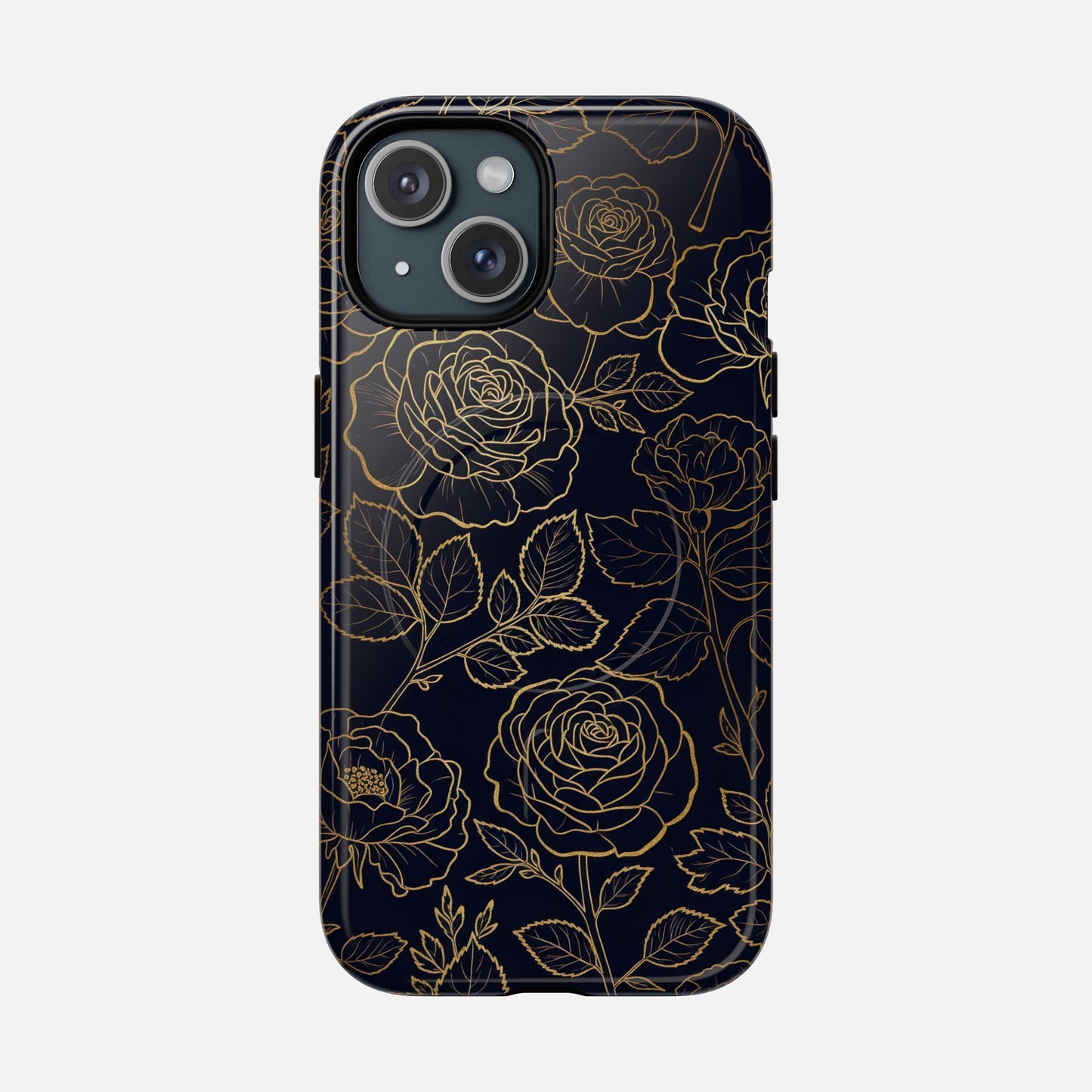 Floral Gold Outline iPhone Case — Tough Magnetic | MagSafe Compatible