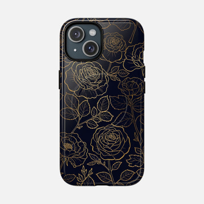 Floral Gold Outline iPhone Case — Tough Magnetic | MagSafe Compatible
