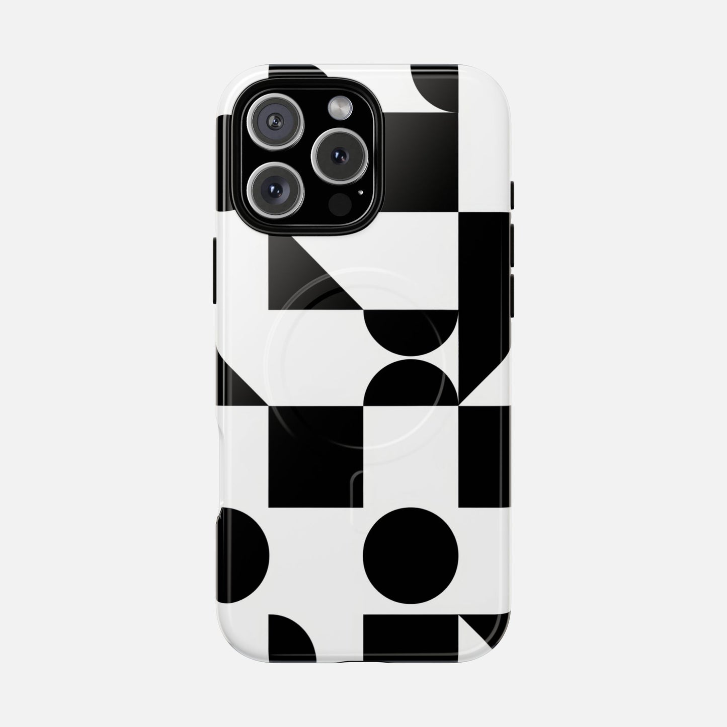 Geometric Black & White iPhone Case — Tough Magnetic | MagSafe Compatible