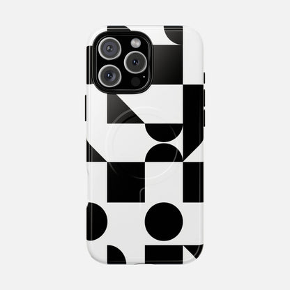 Geometric Black & White iPhone Case — Tough Magnetic | MagSafe Compatible