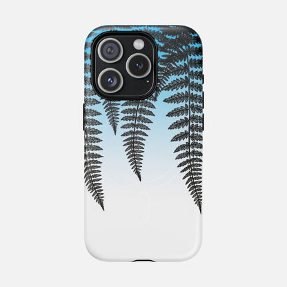 Fern Silhouette With Blue Ombre iPhone Case — Tough Magnetic | MagSafe Compatible