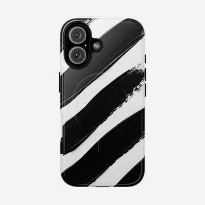 Abstract Black Brushstroke Magnetic Phone Case iPhone 16 Glossy Phone Case