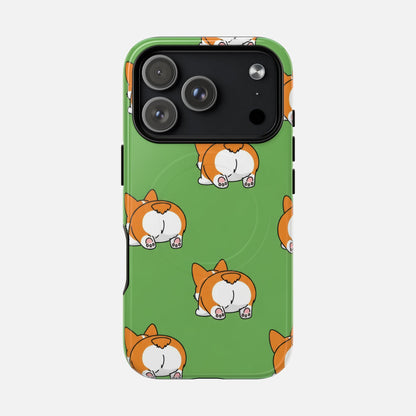 Corgi Bum Magnetic Tough Case — Cute Cartoon Dog Phone Cover iPhone 17 Pro Glossy Phone Case