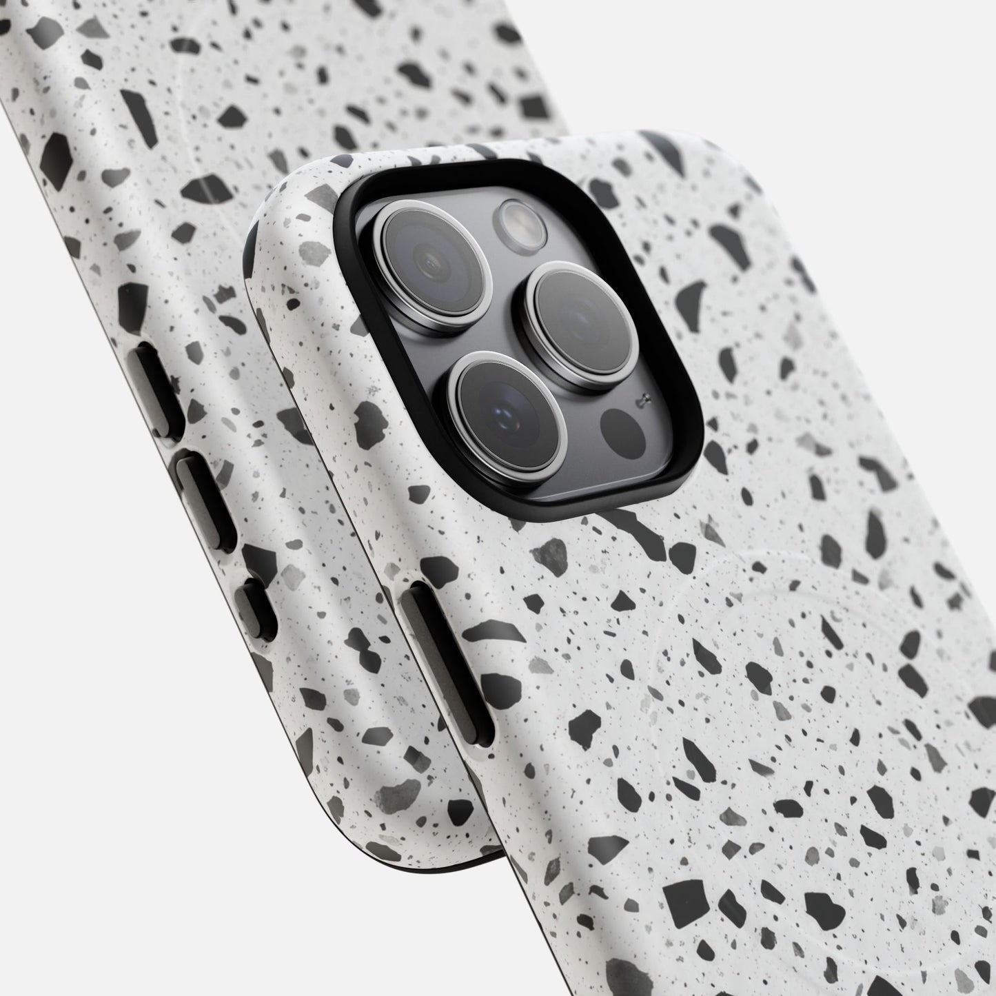 Terrazzo Black & White iPhone Case — Tough Magnetic | MagSafe Compatible