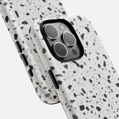 Terrazzo Black & White iPhone Case — Tough Magnetic | MagSafe Compatible