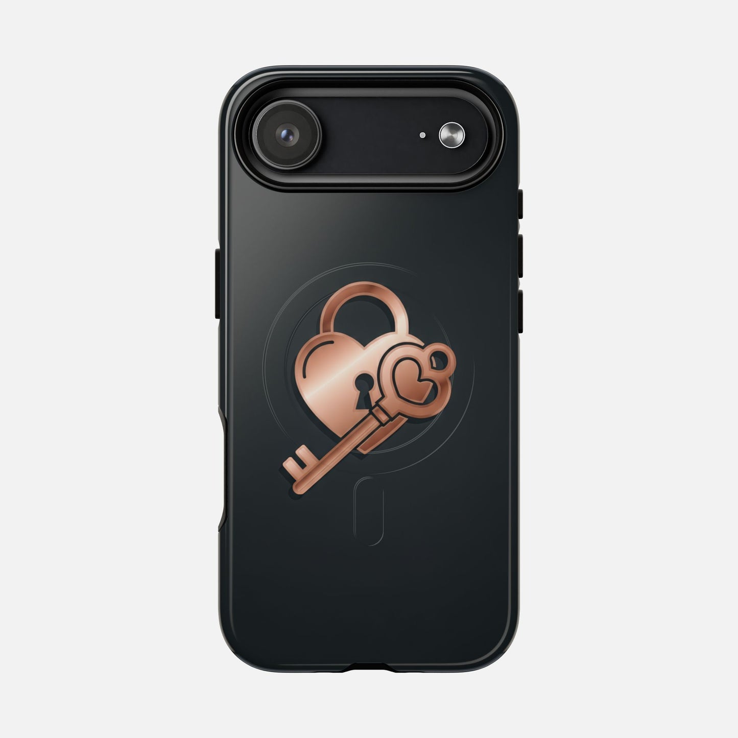 Rose Gold Lock & Key Design iPhone Case — Tough Magnetic | MagSafe Compatible