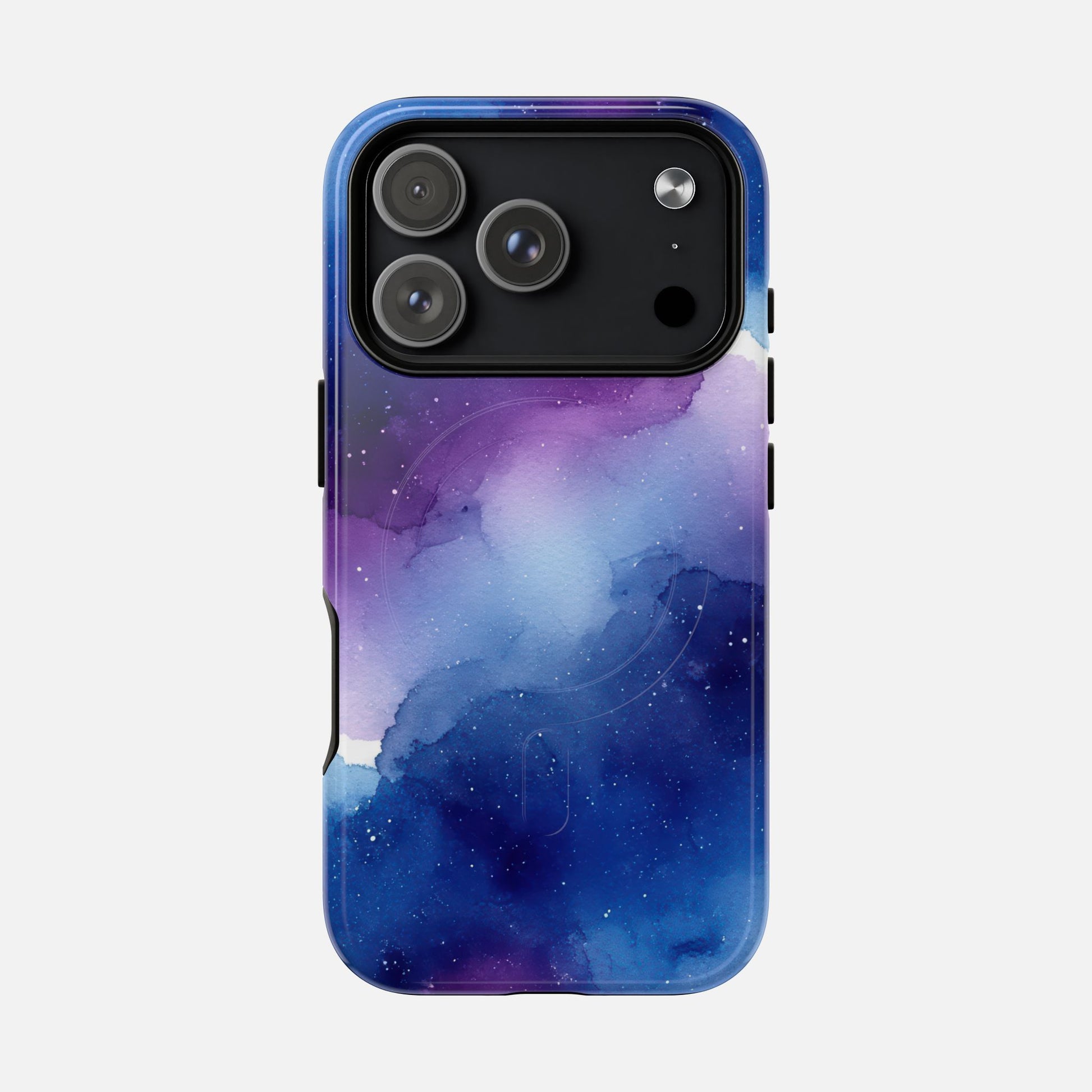 Galaxy Watercolor Tough Magnetic Phone Case — Blue Purple Nebula MagSafe Cover iPhone 17 Pro Glossy Phone Case