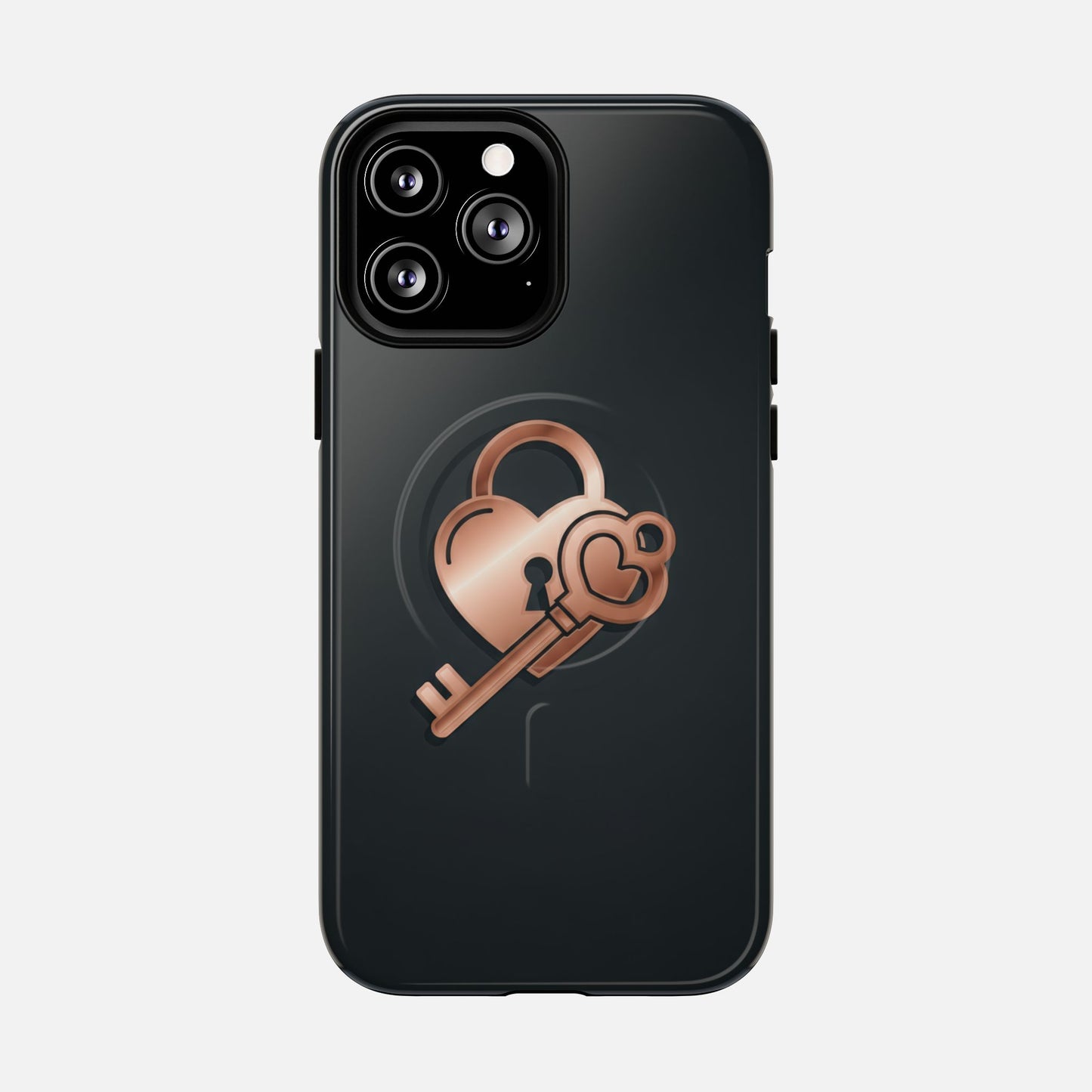 Rose Gold Lock & Key Design iPhone Case — Tough Magnetic | MagSafe Compatible