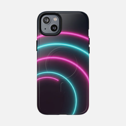Neon Arc with Pink & Teal Glow iPhone Case — Tough Magnetic | MagSafe Compatible