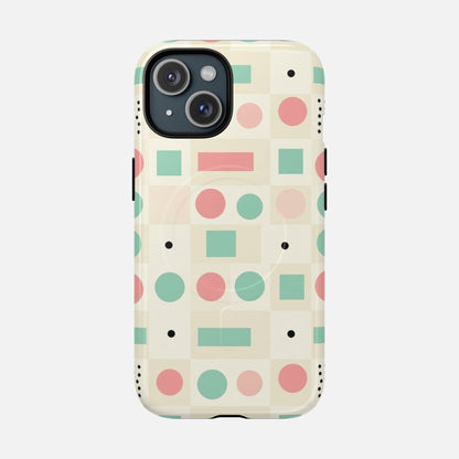 Pastel Circles & Squares iPhone Case — Tough Magnetic | MagSafe Compatible