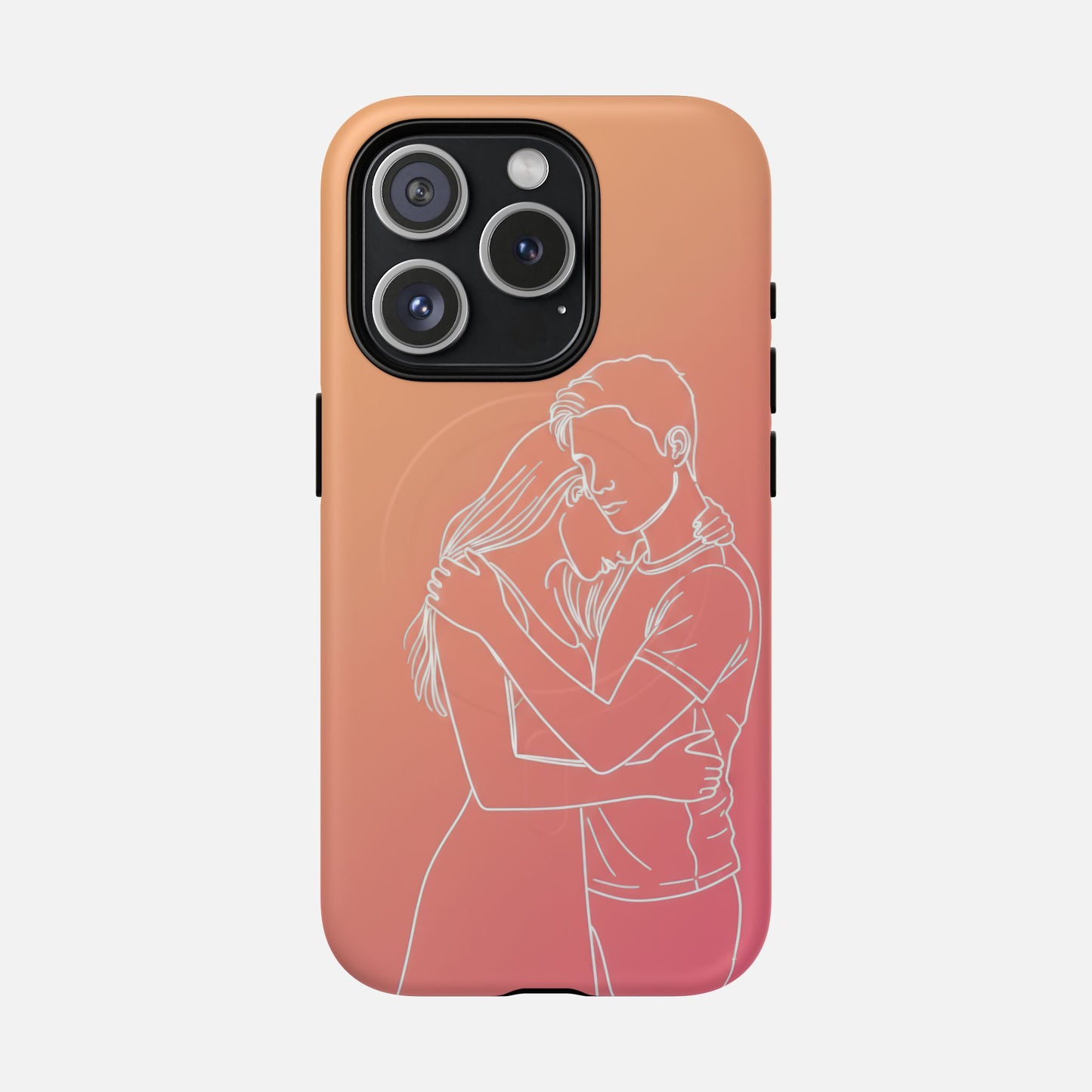 Romantic Outline Couple Tough Magnetic Phone Case — Protective iPhone Cover for Couples, Anniversary & Valentine’s Gift iPhone 15 Pro Matte Phone Case