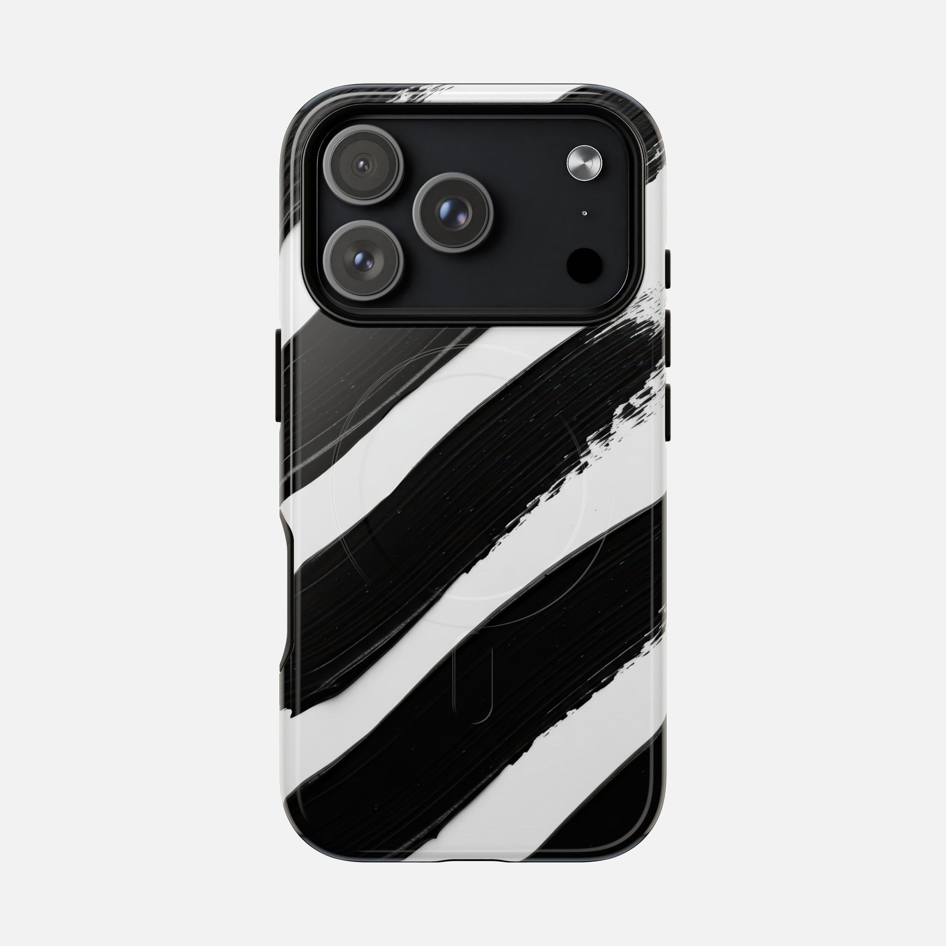 Abstract Black Brushstroke Magnetic Phone Case iPhone 17 Pro Glossy Phone Case