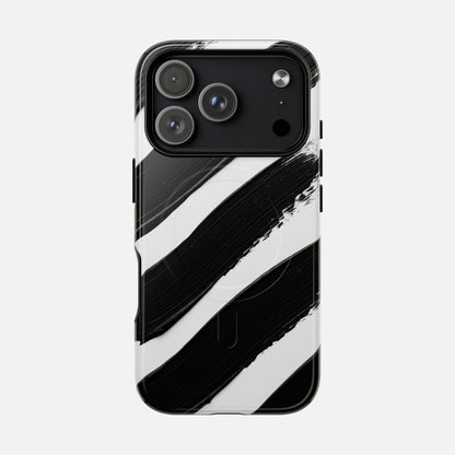 Abstract Black Brushstroke Magnetic Phone Case iPhone 17 Pro Glossy Phone Case