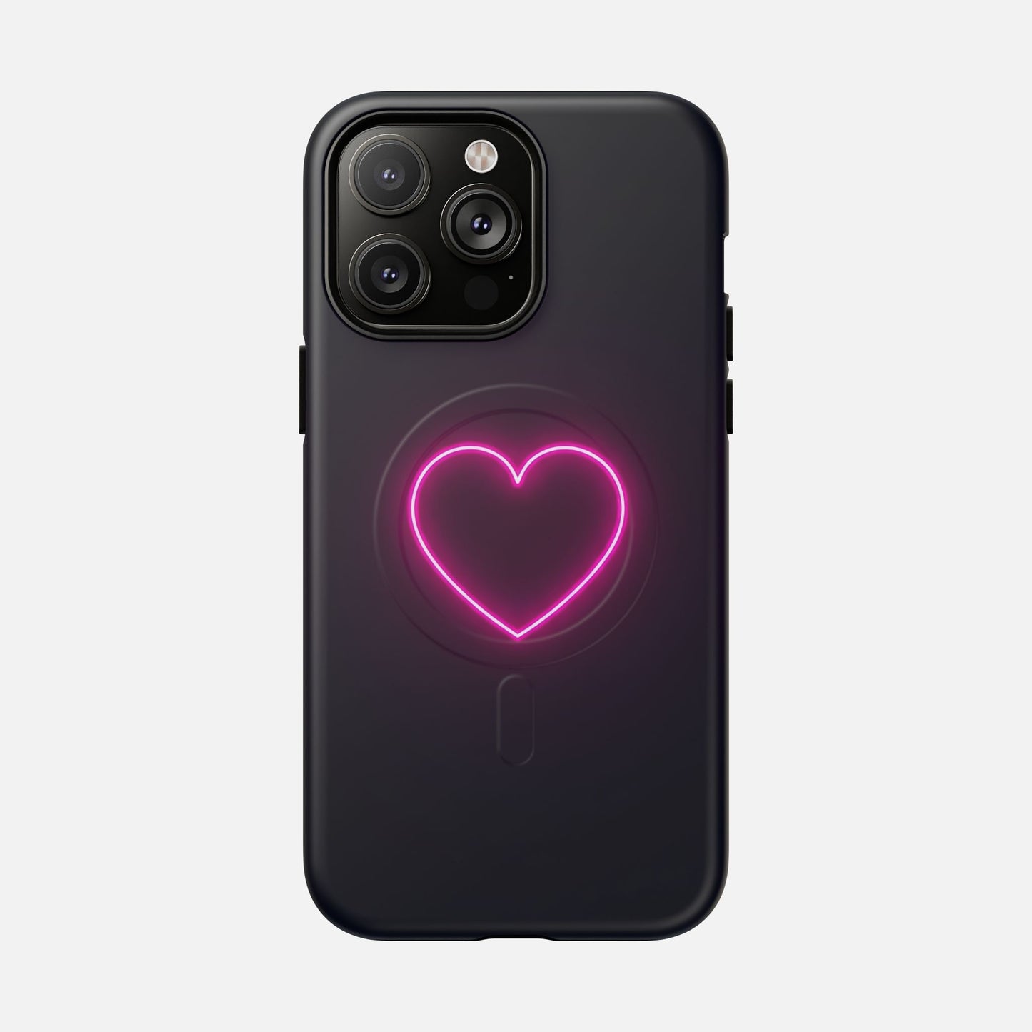 Neon Heart With Glow Pink iPhone Case — Tough Magnetic | MagSafe Compatible