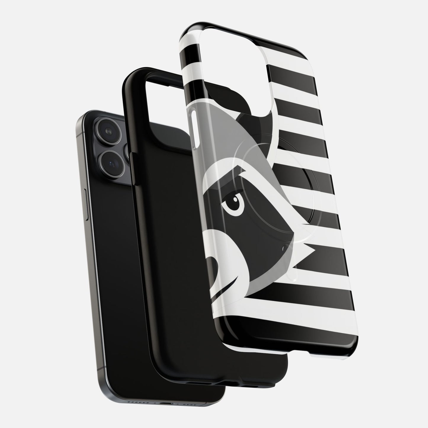 Raccoon Stripe Black & White Animal Design iPhone Case — Tough Magnetic | MagSafe Compatible