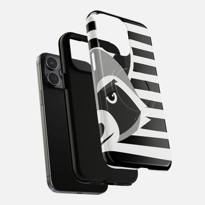 Raccoon Stripe Black & White Animal Design iPhone Case — Tough Magnetic | MagSafe Compatible