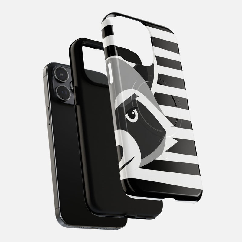 Raccoon Stripe Black & White Animal Design iPhone Case — Tough Magnetic | MagSafe Compatible