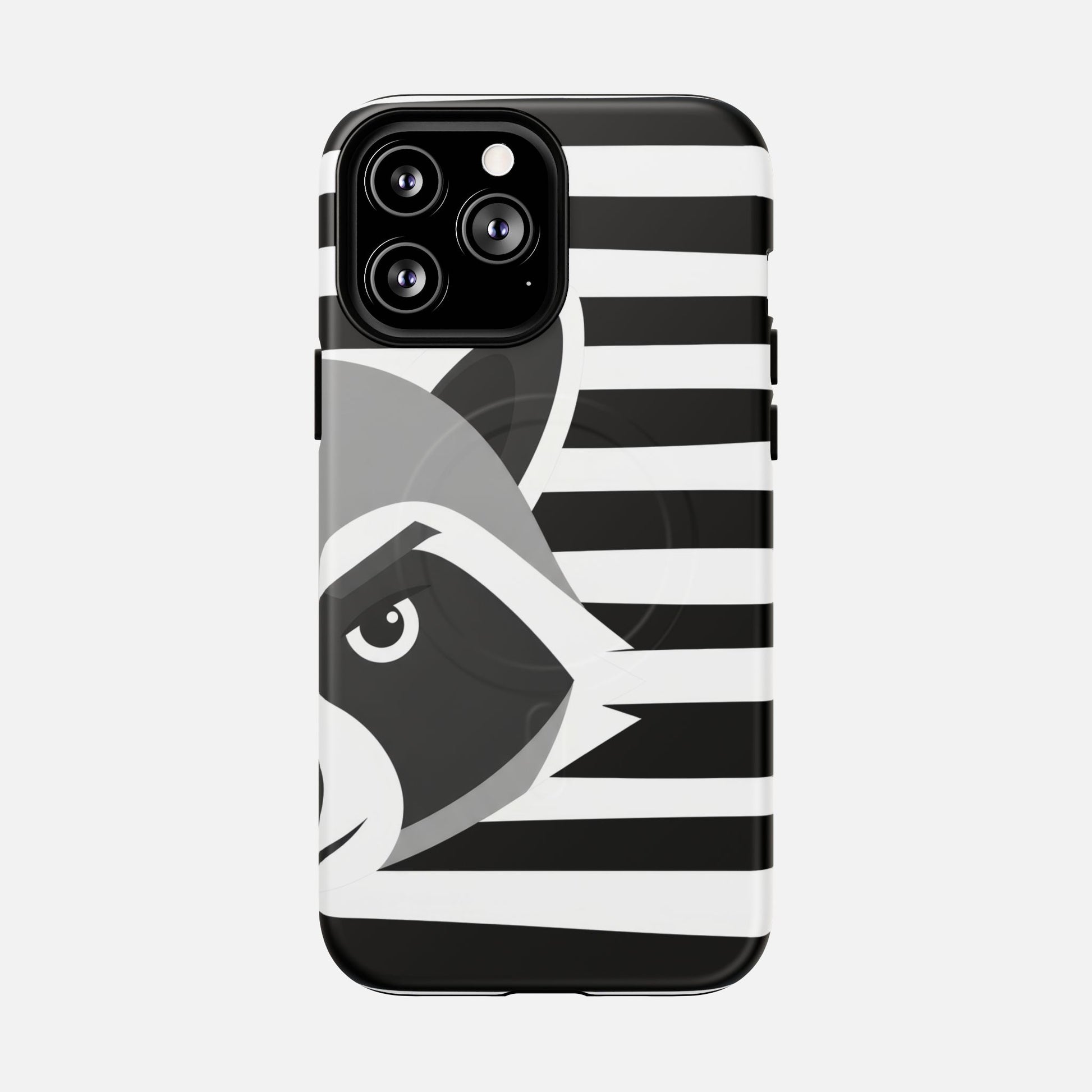 Raccoon Stripe Tough Magnetic Phone Case — Black & White Animal Design iPhone 13 Pro Max Matte Phone Case