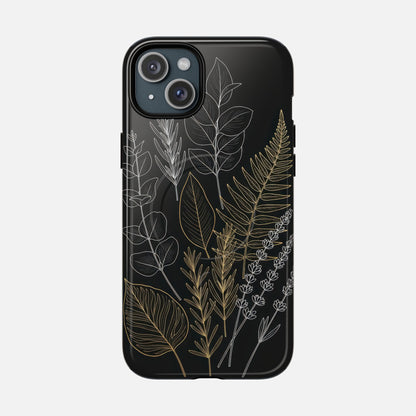 Tough Magnetic Case — Botanical Gold & Silver Fern Phone Cover iPhone 15 Plus Glossy Phone Case