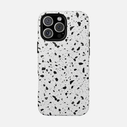 Terrazzo Black & White iPhone Case — Tough Magnetic | MagSafe Compatible