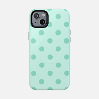 Mint Polka Dot iPhone Case — Tough Magnetic | MagSafe Compatible