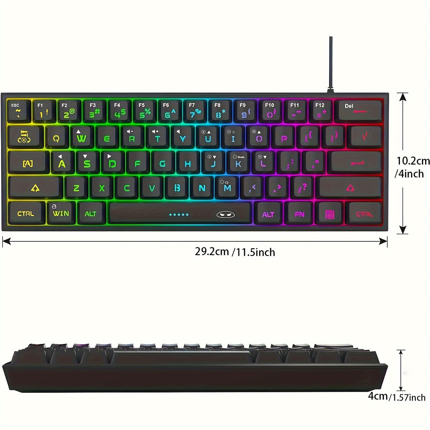 MageGee TS91 Mini 60% RGB Gaming Keyboard - Compact Wired Backlit Keyboard for Windows/Mac - Zaidni Store