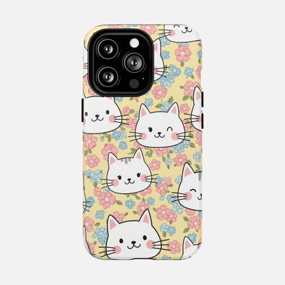 Cute Floral Cat iPhone Case — Tough Magnetic | MagSafe Compatible