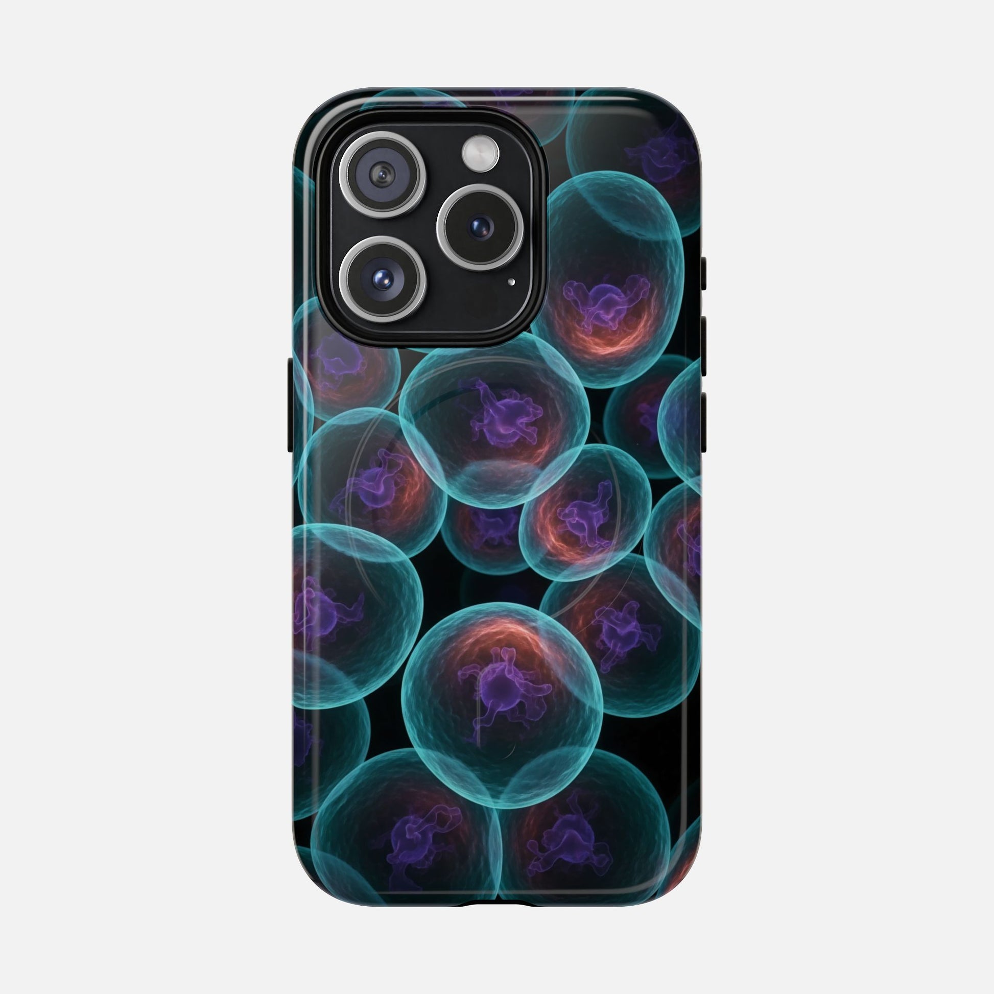 Abstract Neon Bubbles Magnetic Phone Case — Protective Tough Magnetic iPhone Cover iPhone 15 Pro Glossy Phone Case