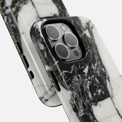 Luxury black marble phone case with gold accents for modern smartphones