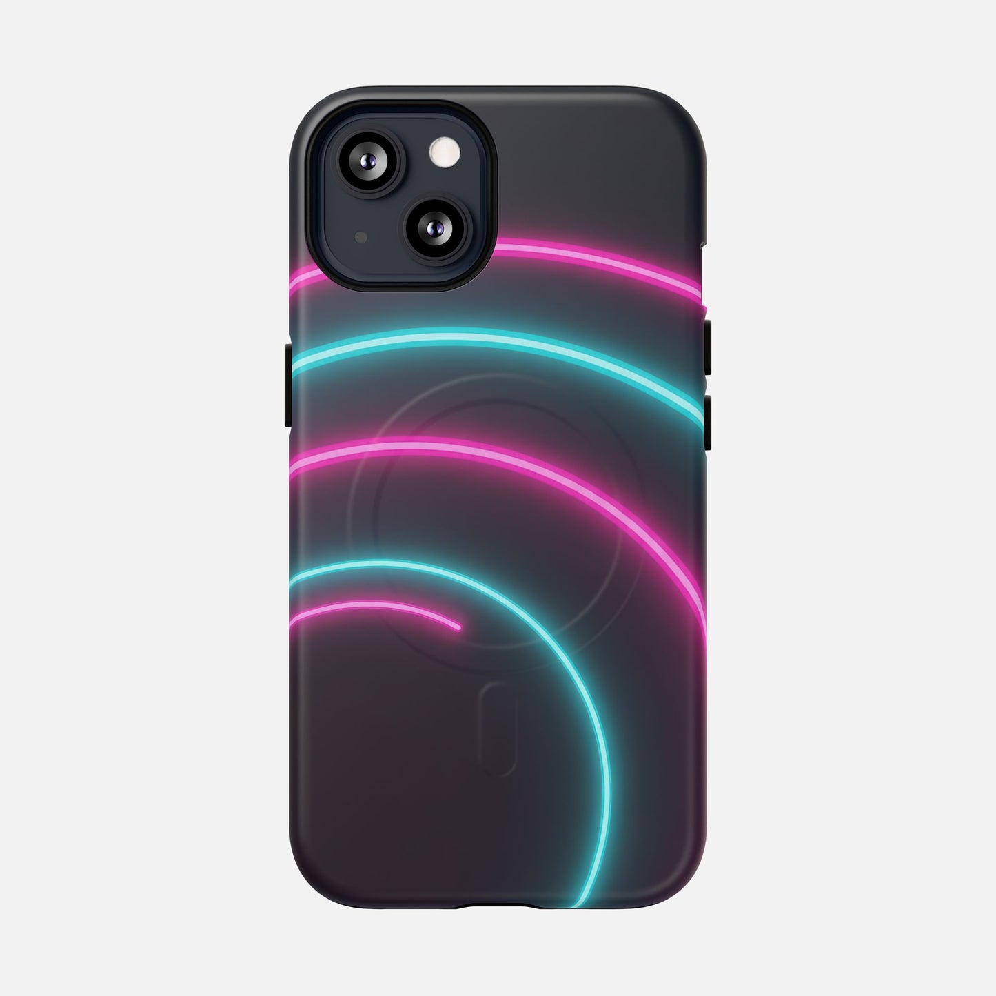 Neon Arc with Pink & Teal Glow iPhone Case — Tough Magnetic | MagSafe Compatible