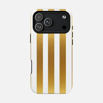Gold & White Stripe iPhone Case — Tough Magnetic | MagSafe Compatible