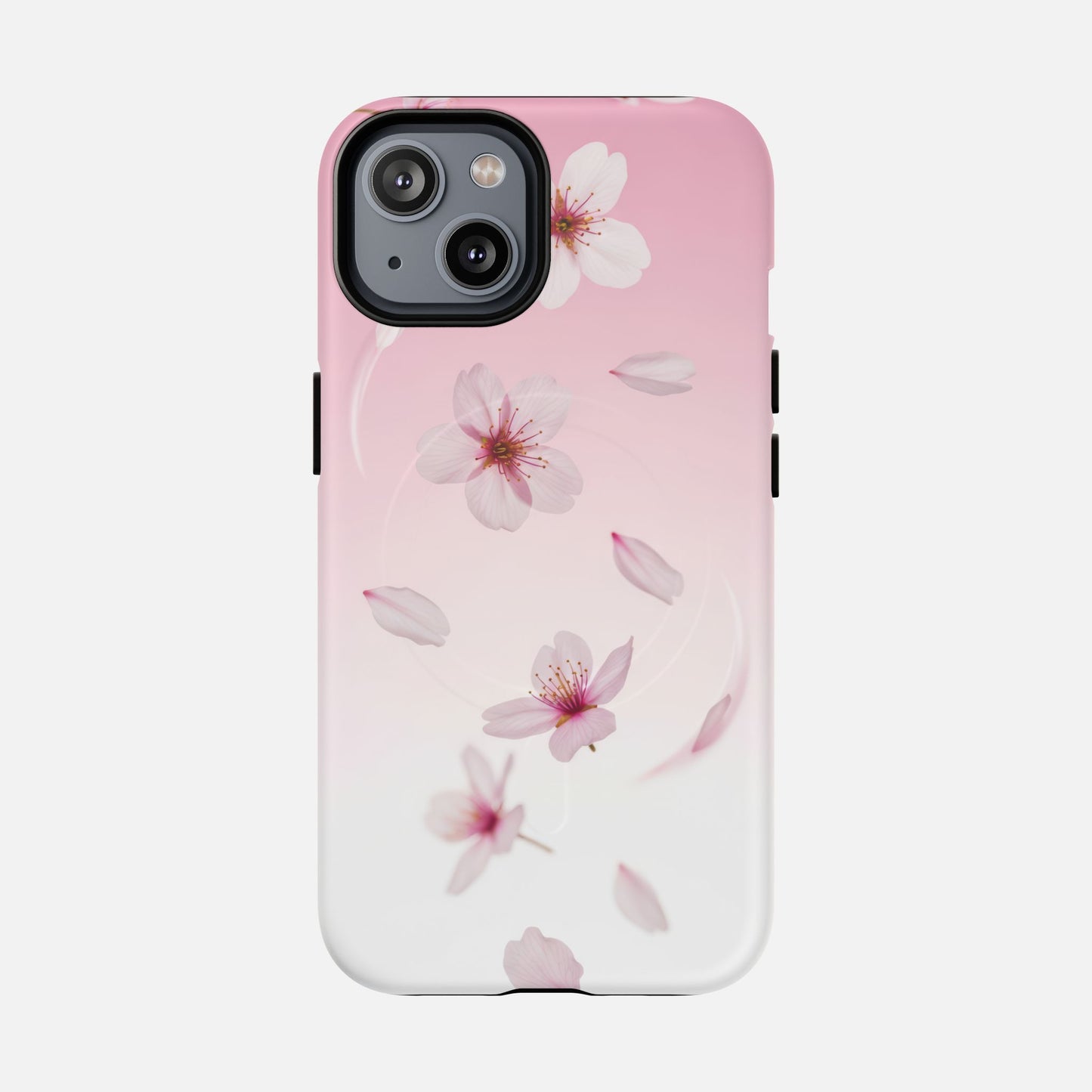Floral Sakura Tough Magnetic Phone Case — Pink Cherry Blossom Design iPhone 14 Matte Phone Case