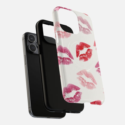 Pink Kiss Print iPhone Case — Tough Magnetic | MagSafe Compatible
