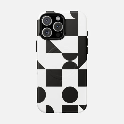 Geometric Black & White iPhone Case — Tough Magnetic | MagSafe Compatible