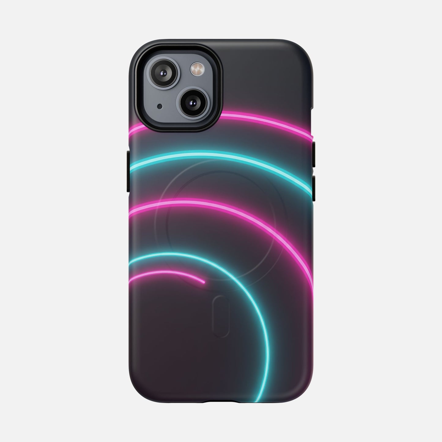 Neon Arc with Pink & Teal Glow iPhone Case — Tough Magnetic | MagSafe Compatible