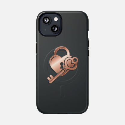 Rose Gold Lock & Key Design iPhone Case — Tough Magnetic | MagSafe Compatible