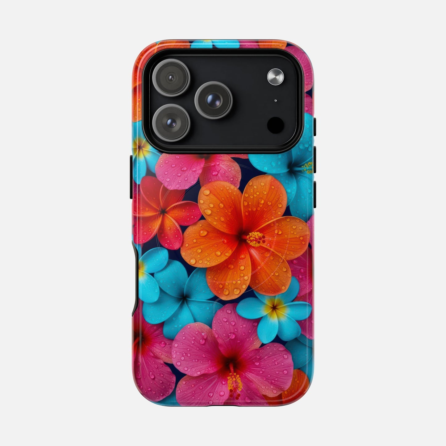 Phone Case — Colorful Tropical Plumeria Floral Magnetic Tough Case iPhone 17 Pro Glossy Phone Case