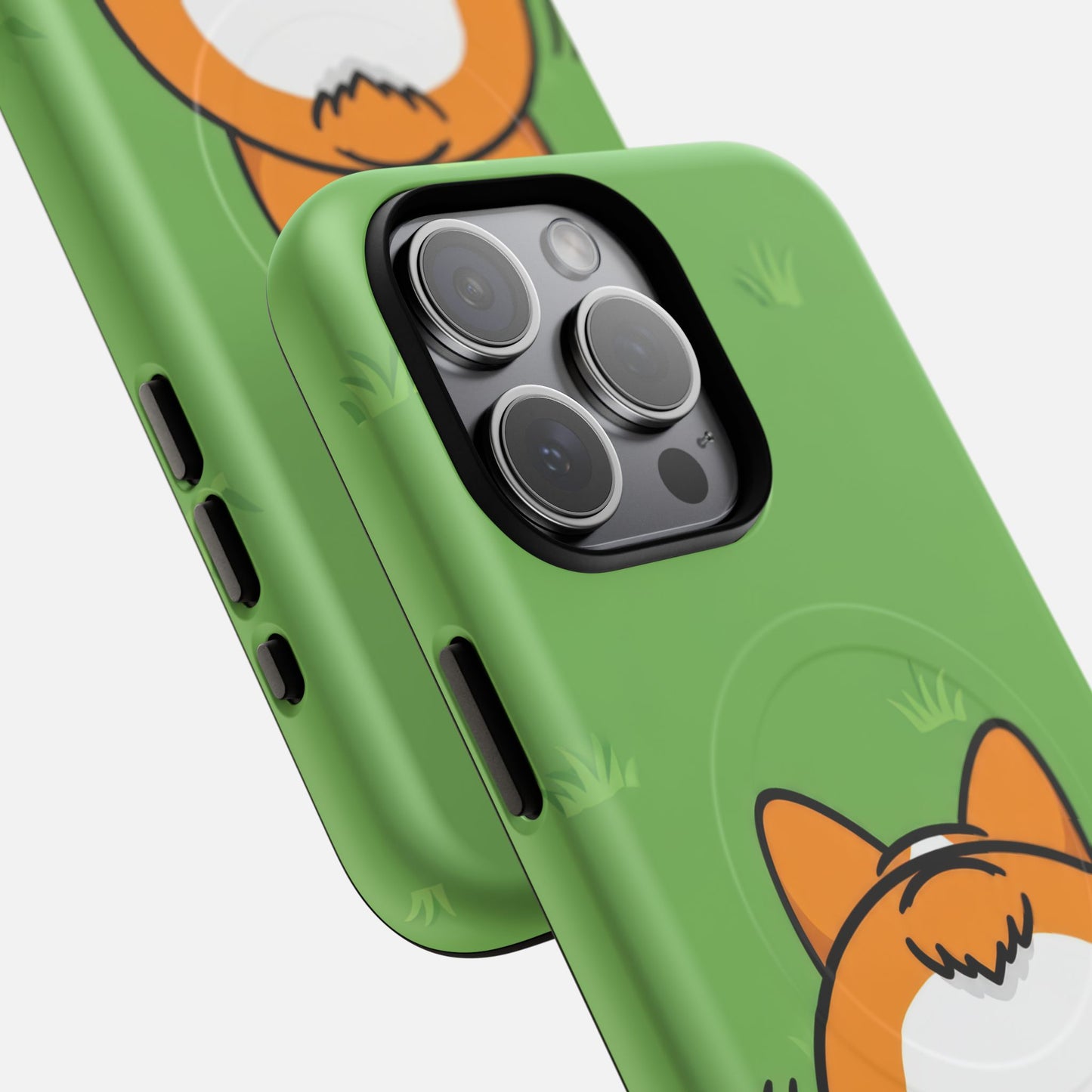 Corgi Butt With Cute Green iPhone Case — Tough Magnetic | MagSafe Compatible