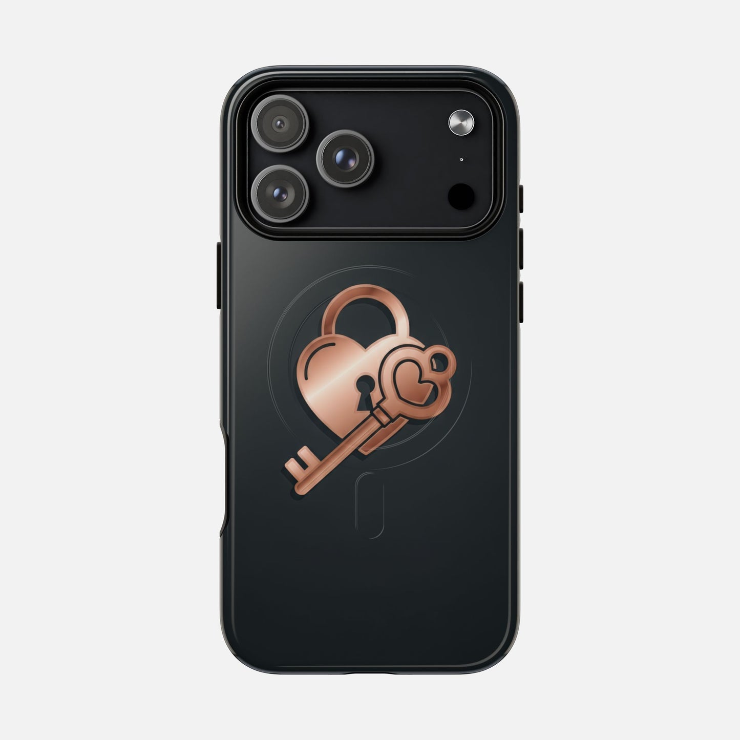 Rose Gold Lock & Key Design iPhone Case — Tough Magnetic | MagSafe Compatible