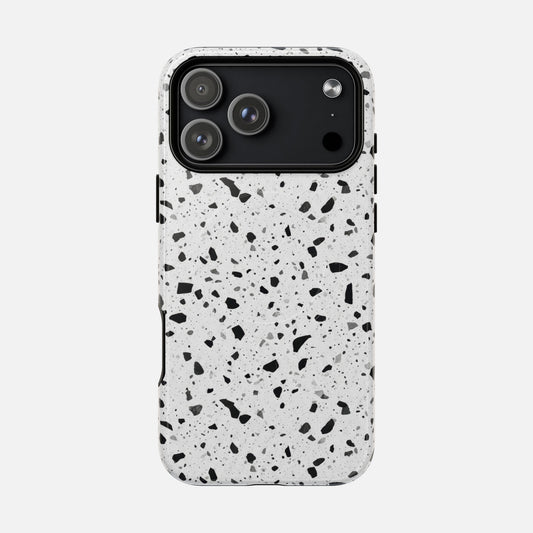 Terrazzo Black & White Tough Magnetic Phone Case — Protective Magnetic iPhone Cover iPhone 17 Pro Max Glossy Phone Case